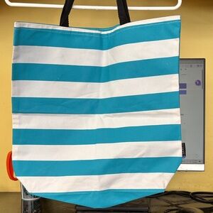 St. Tropez Turquoise and White Tote Beach Bag/16”x16”